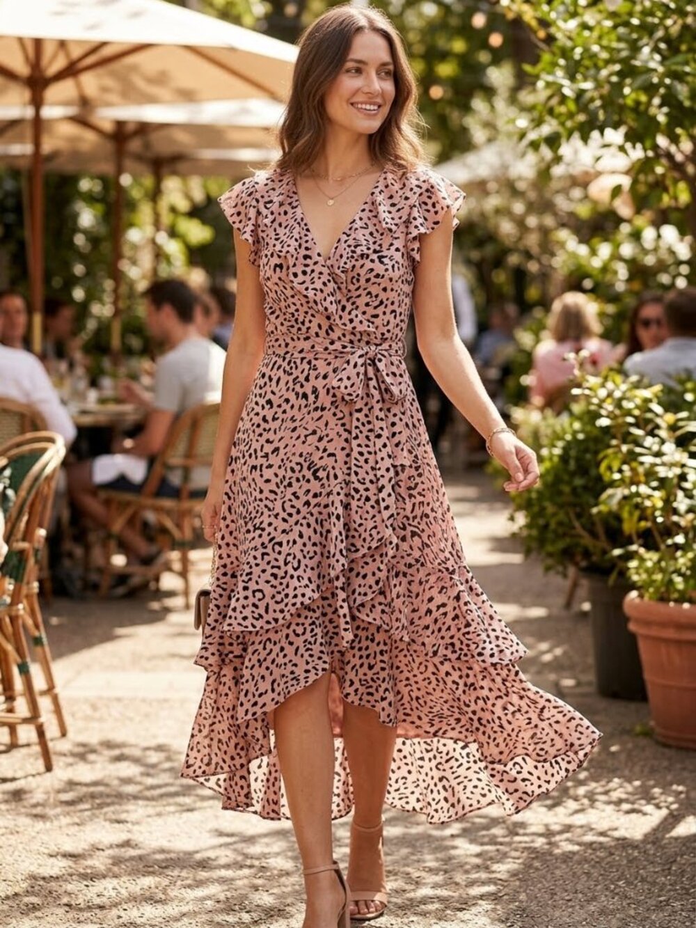 ✨ BuddyLove Drew Wrap Maxi Dress in Pink Leopard Print L✨